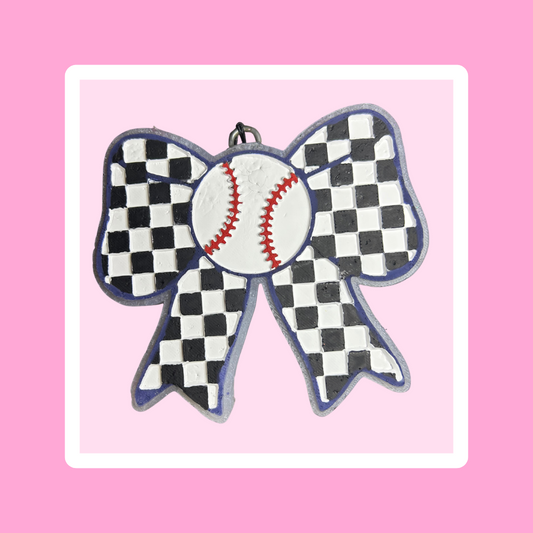 Baseball with Checkered Bow Freshie