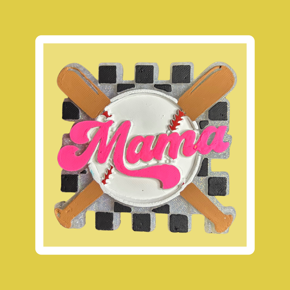 Mom Checkered with Bat and Ball Freshie