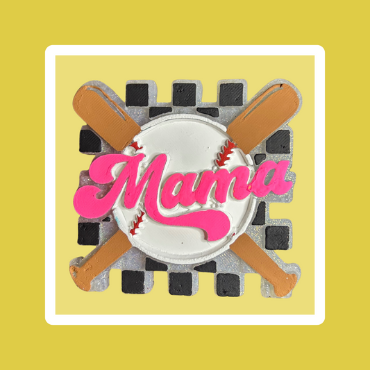 Mom Checkered with Bat and Ball Freshie
