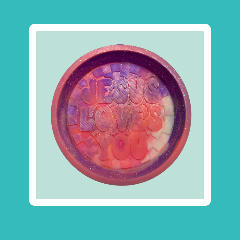 Custom Jesus Loves You Checkered Freshie