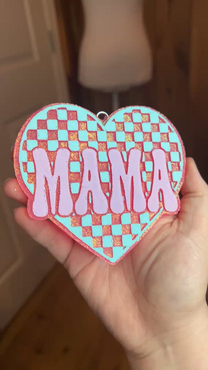Custom Mama Checkered Heart Freshie